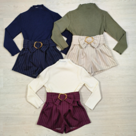 Short fave set - Wit/bordeaux