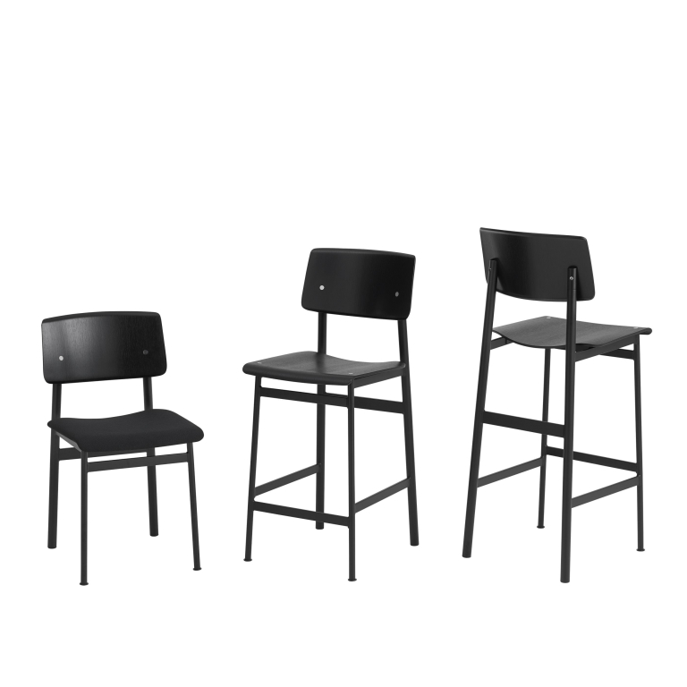 Muuto Loft gestoffeerde stoel zwart, stofsoort Steelcut 190