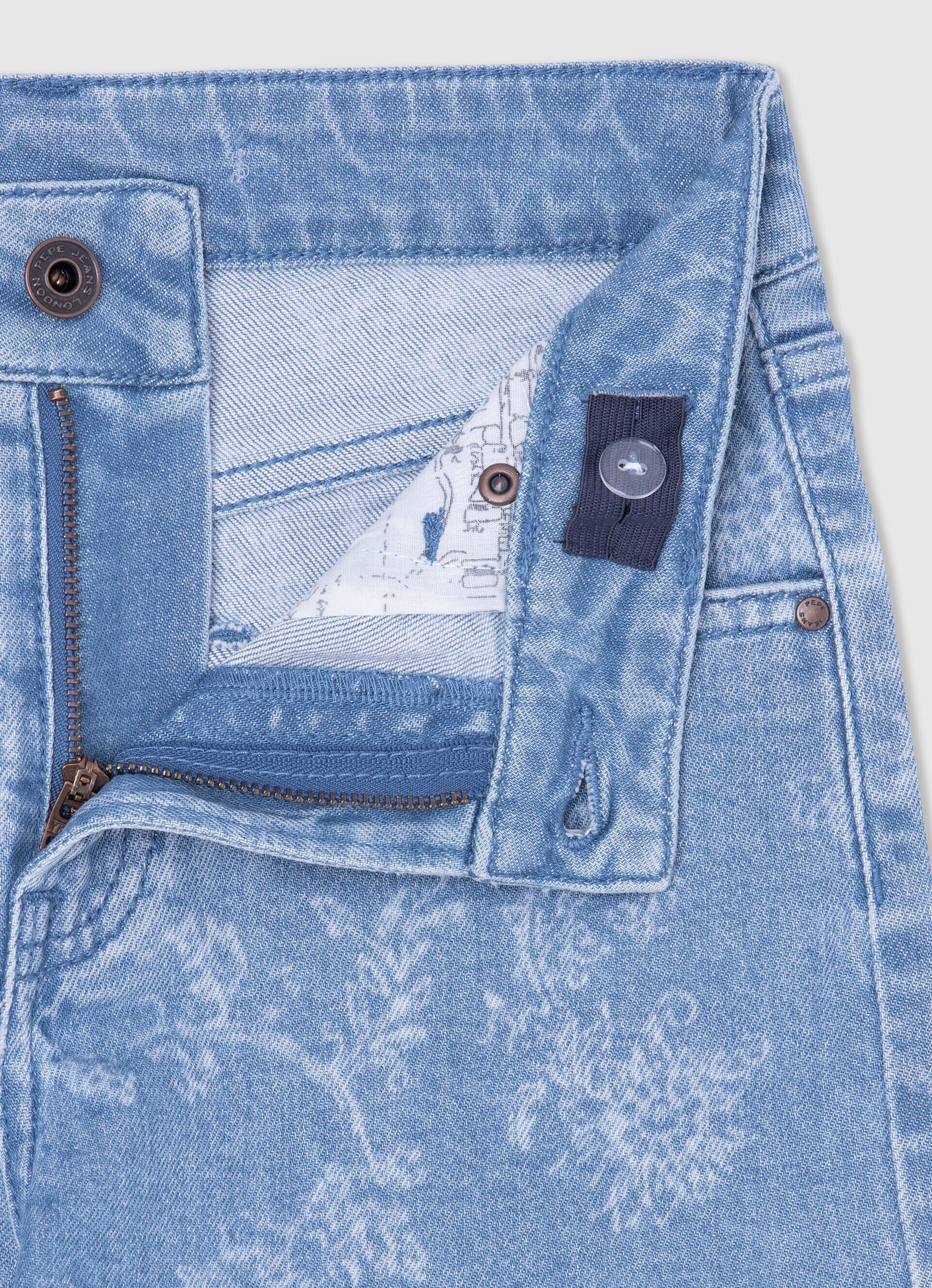 Shorts jeans Patty com estampa floral - jeans