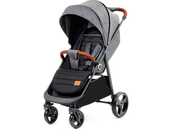 Kinderkraft GRANDE PLUS, Sufflett, Traditionell sittvagn, Flicka, Fasta hjul, Hopfällbar, Grå