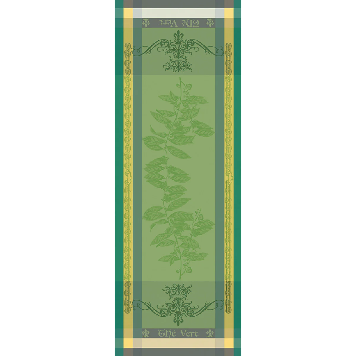 Chemin de table pur coton vert 55X150 Garnier Thiebaut