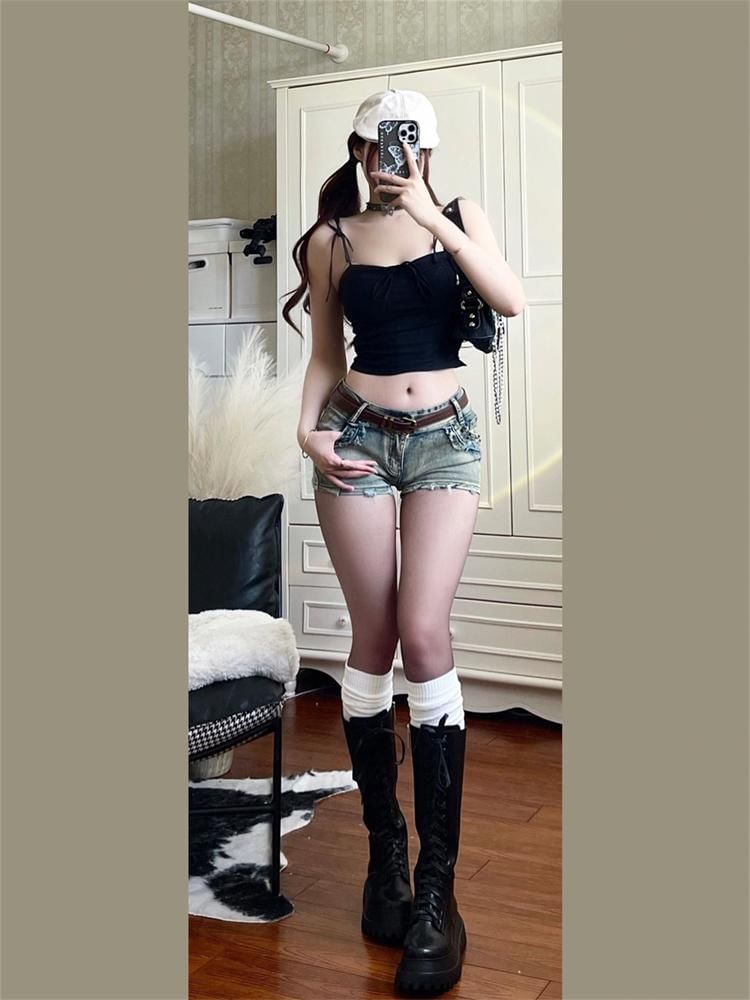 Girliepairs - Lage denim hotpants