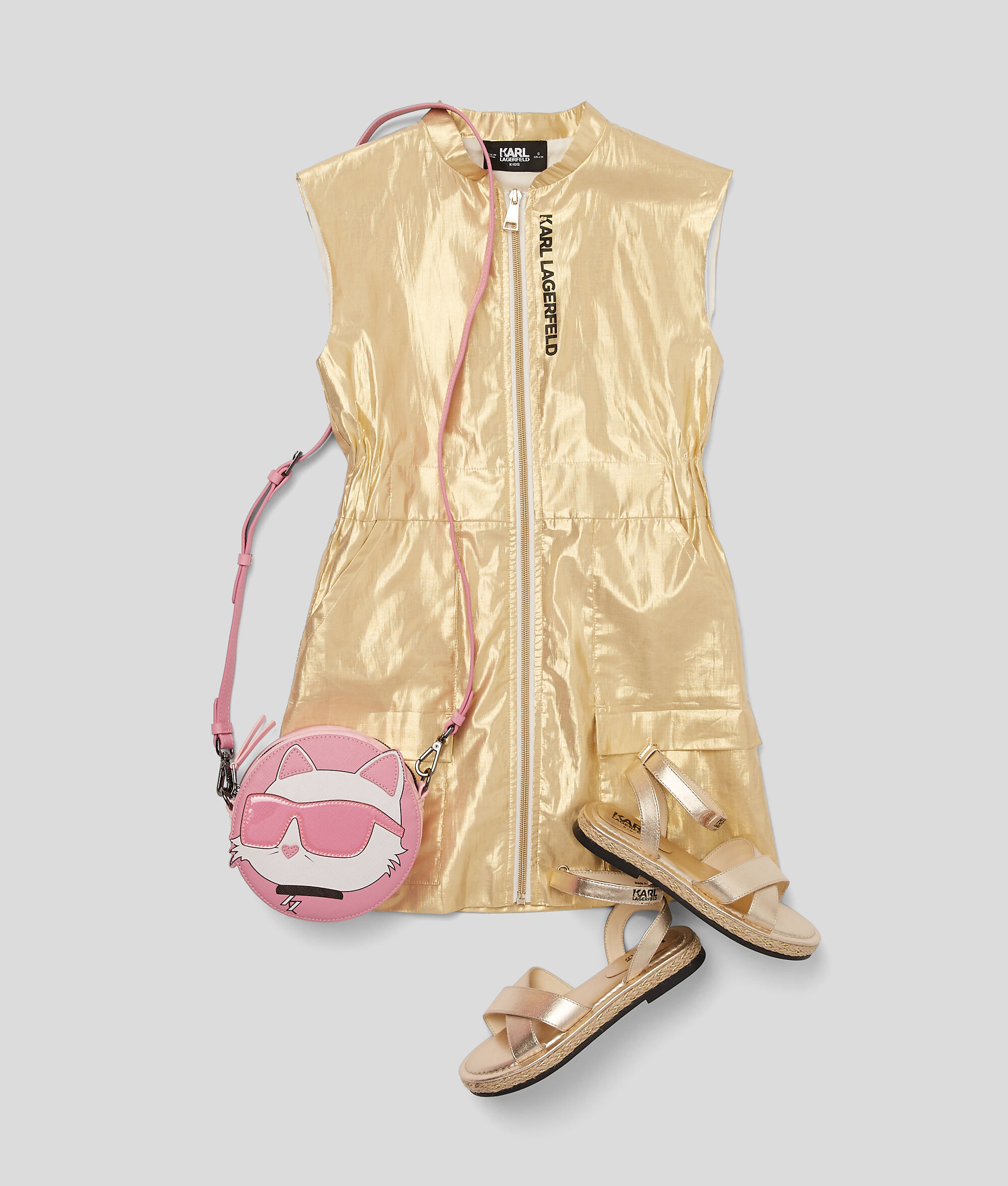 Robe dorée zippée pour fille
