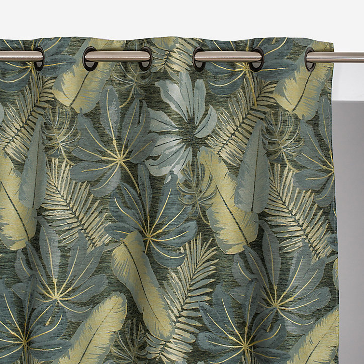 Rideau obscurcissant à œillet Tropico Rocle l.135 x l.260 cm vert tilleuil