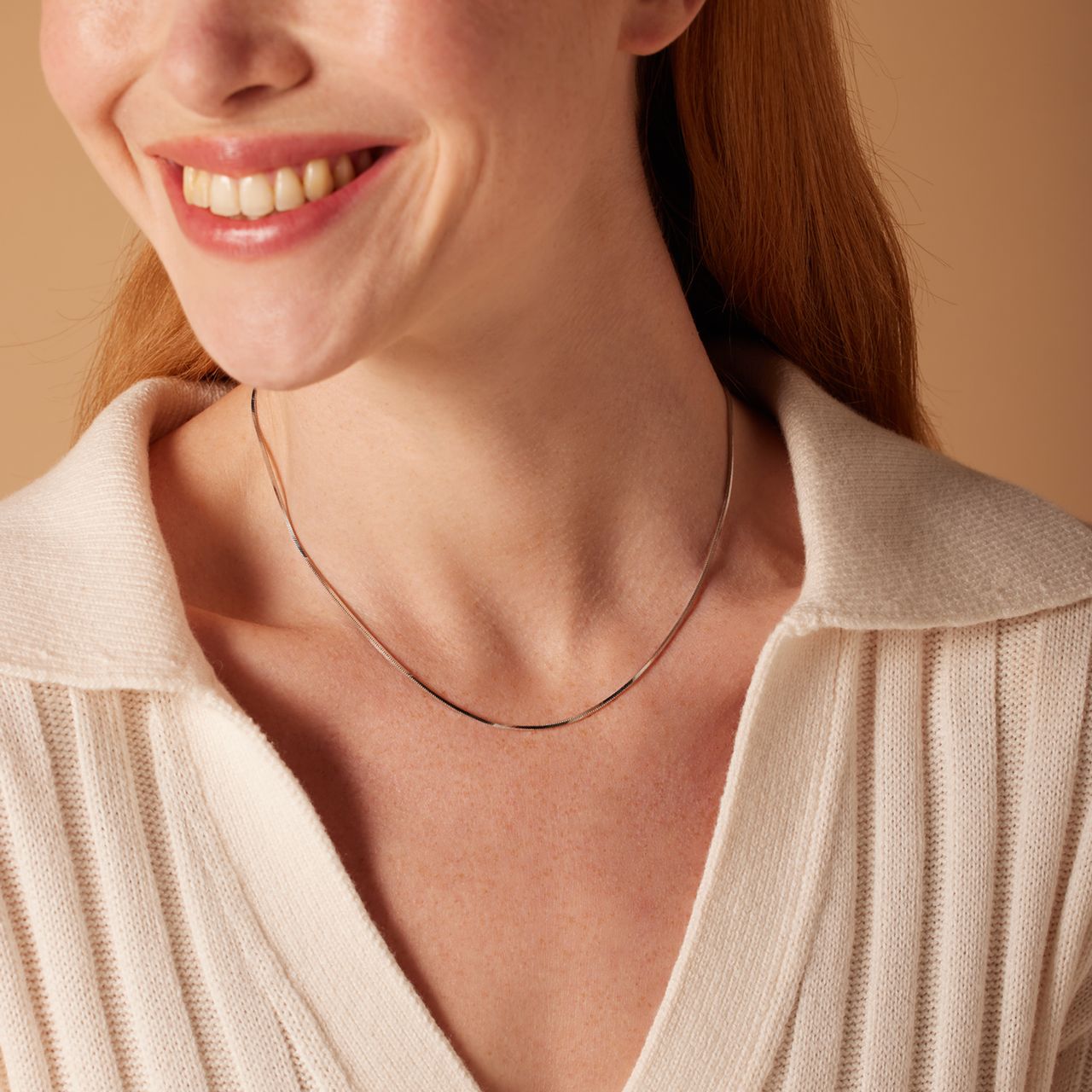 Gerecycled zilveren ketting slang schakel
