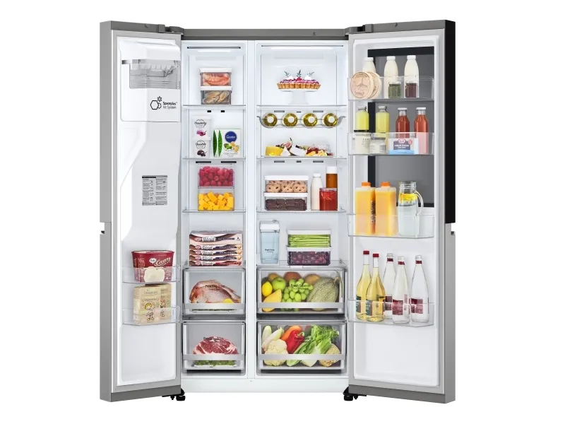 LG InstaView GSGV81PYLL, Fritstående, Amerikansk dør, Sølv, 2 dør(e), Prime Silver, Berøring