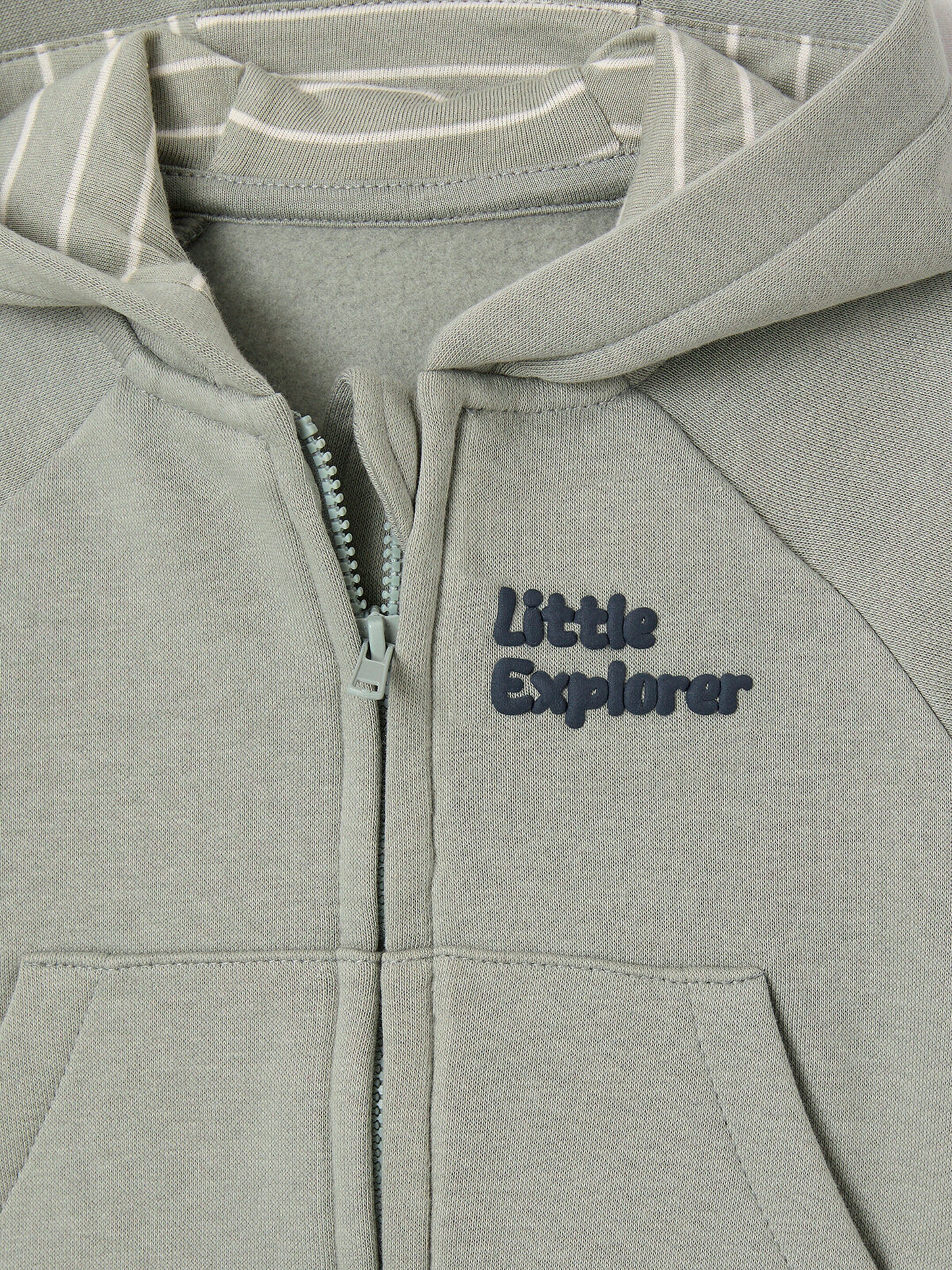 Vertbaudet Baby Kapuzensweatjacke mit Reißverschluss, Recycling-Polyester graugrün