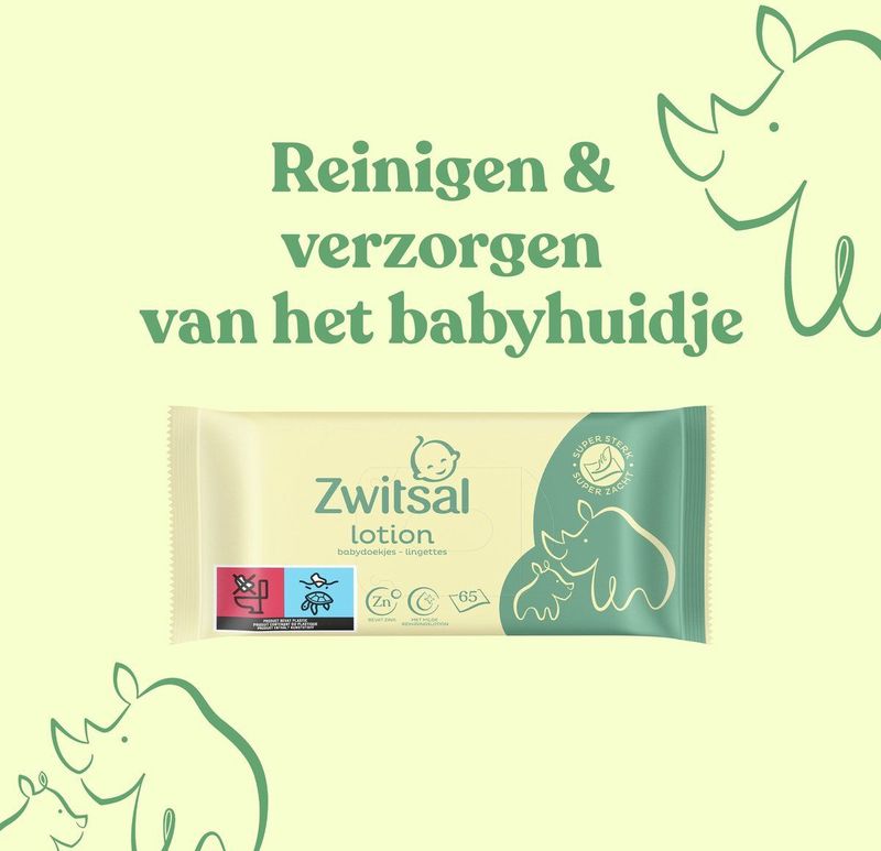 Zwitsal Billendoekjes Voordeelverpakking - Lotion - dermatologisch getest en alcoholvrij - 15 x 65 - 975 billendoekjes