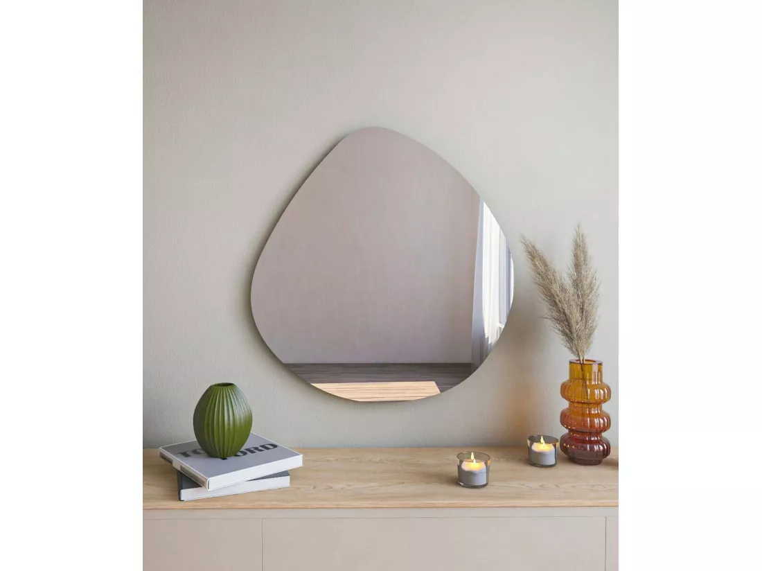 Miroir Menkar, Verre miroité, Objet d'ameublement mural, Décoration avec miroir, 60x2h60 cm, Noir