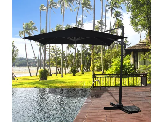 Parasol jardin déporté - 2.5 x 2.5 m - Noir
