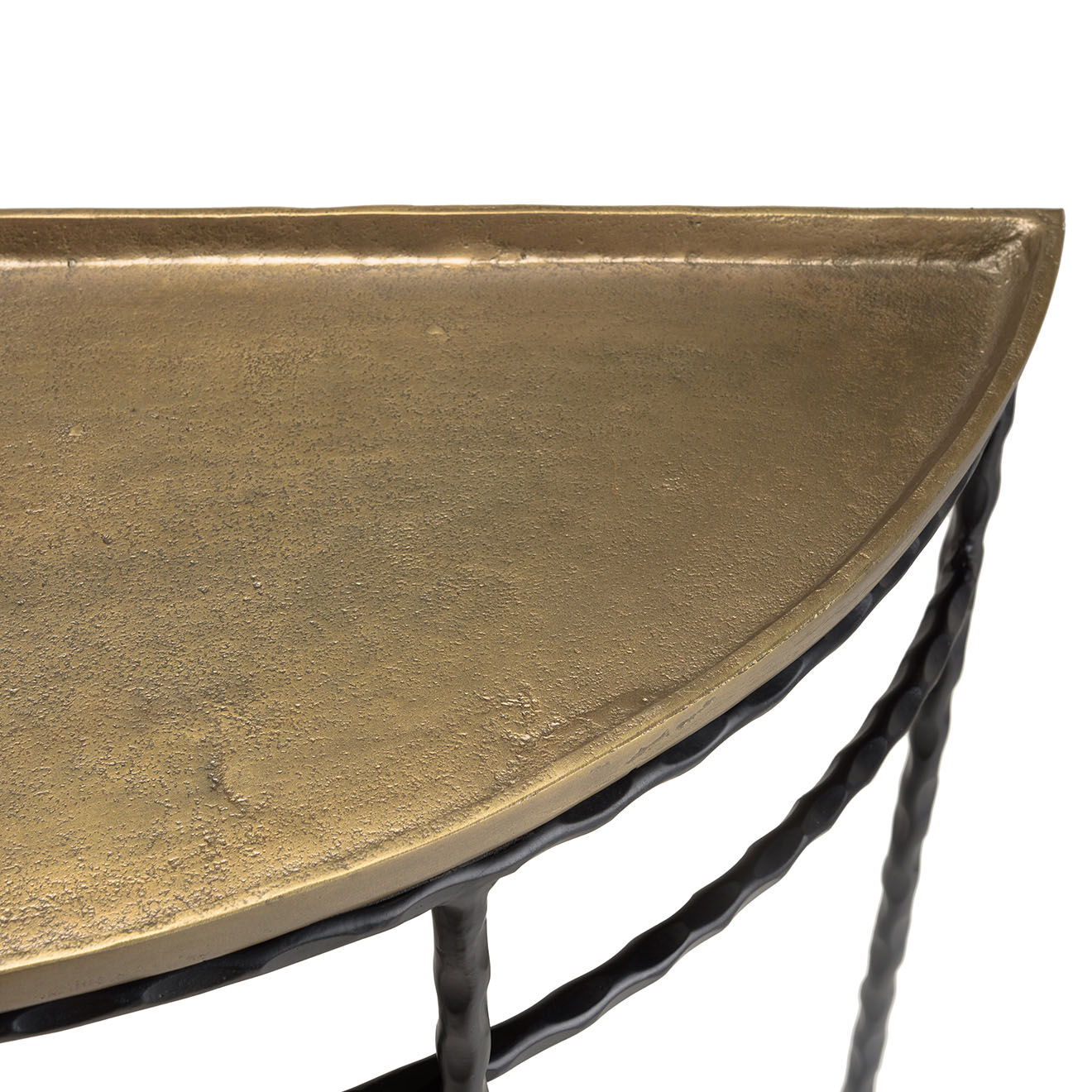 Macabane Console demi-lune pieds torsadés Jonas doré/noir - 91x36x80 cm