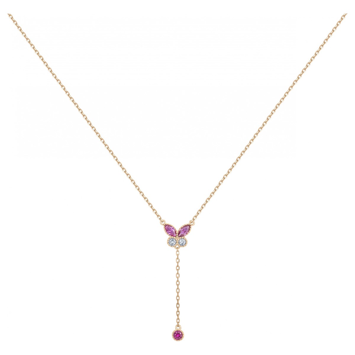 Collier Y en Plaqué Or avec oxyde de zirconium multicolore