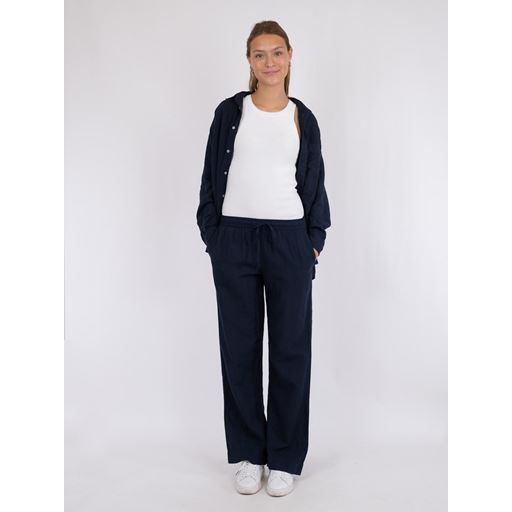 Neo Noir Sonar Linen Bukser, Navy, 36