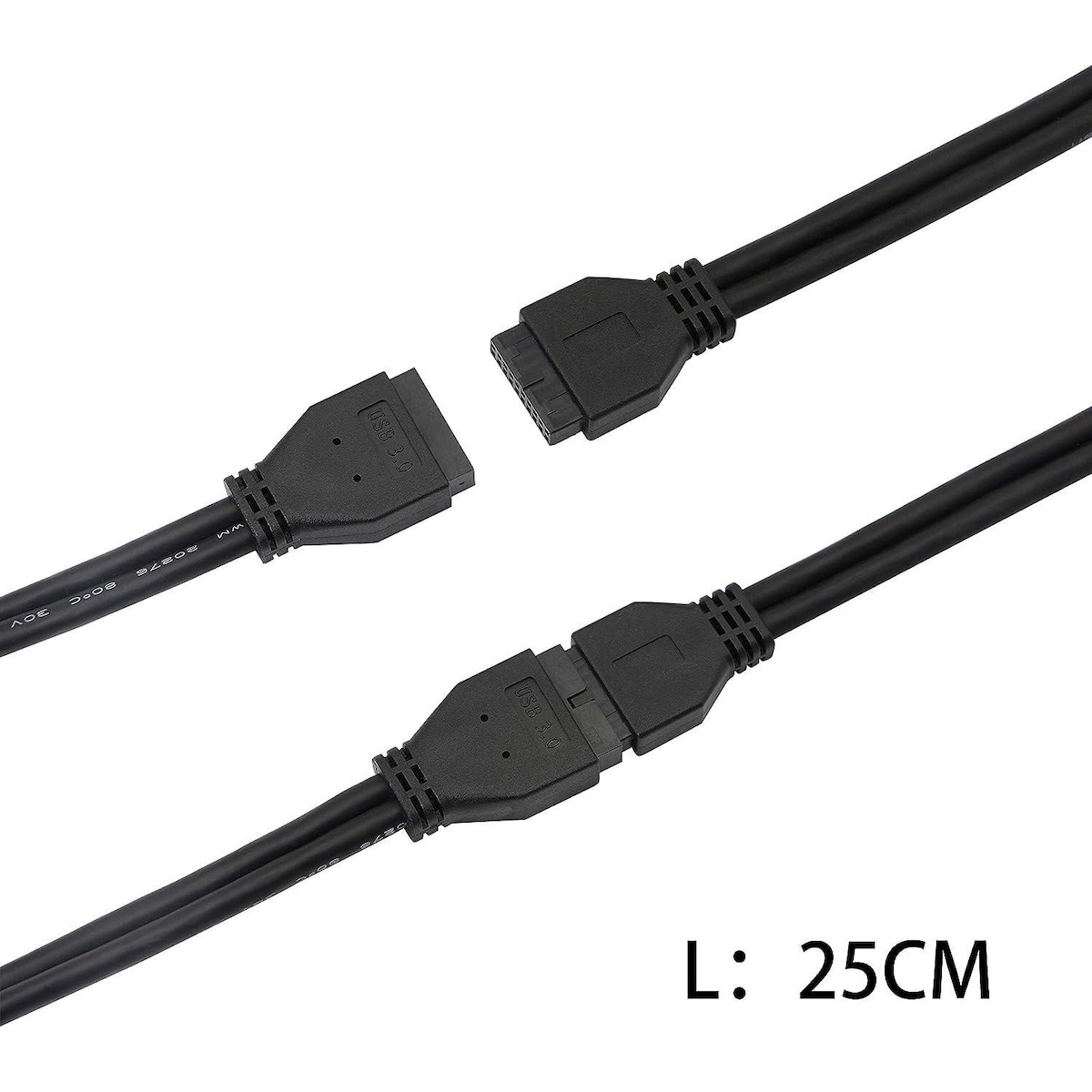 NÖRDIC 20 pins USB header forlengelseskabel hann til hunn 25cm