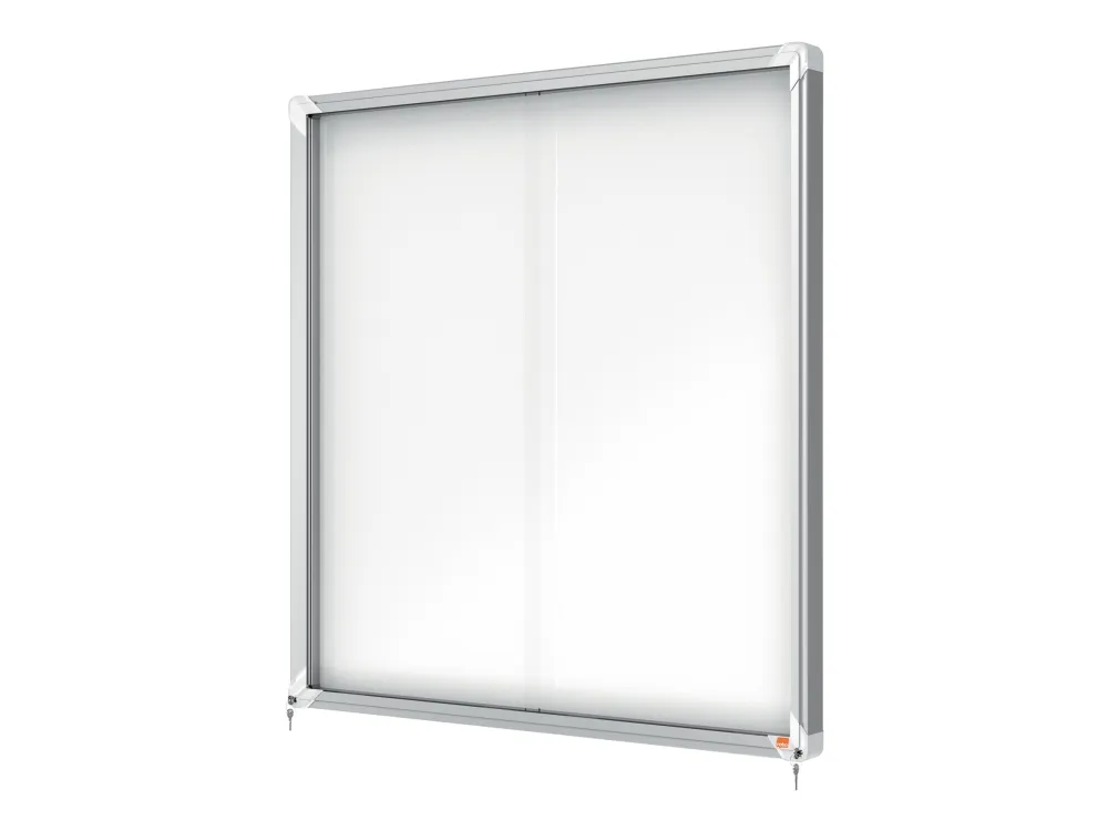 Nobo Premium Plus magnetisk låsbart opslagsskab med skydelåge 12xA4 Hvid