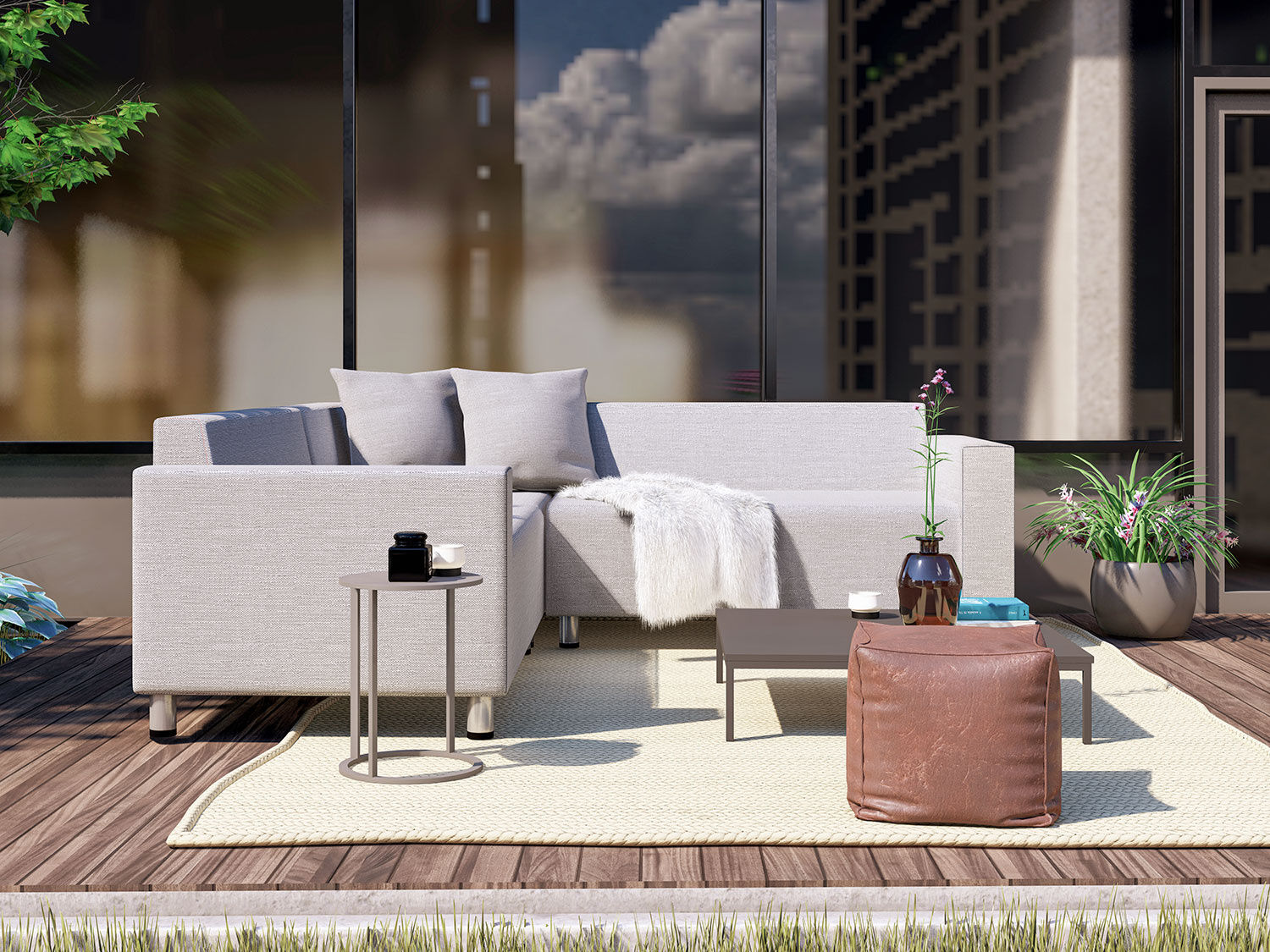 Quick-Dry-Lounge Eck-Sofa, 3-teilig