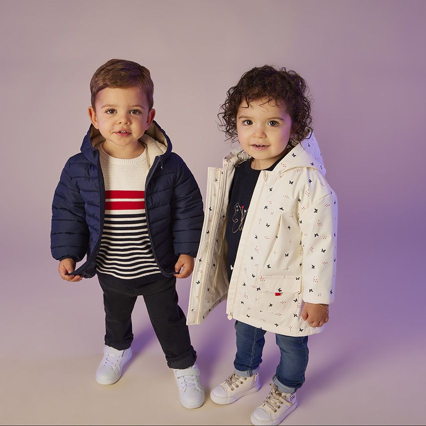 Doudoune rembourrée à capuche pour bébé garçon - Bleu marine
