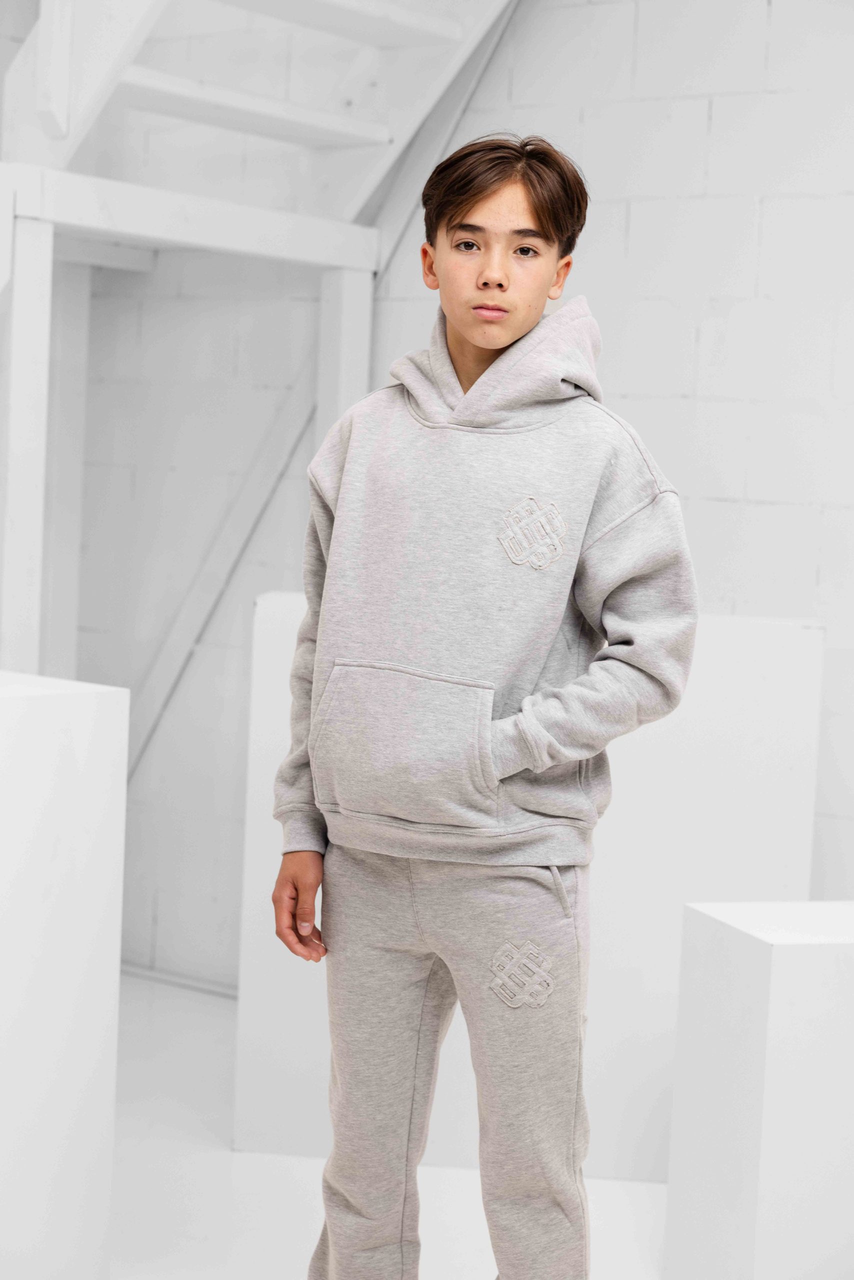 Black Bananas Ripped Monogram Trainingspak Kids Grijs
