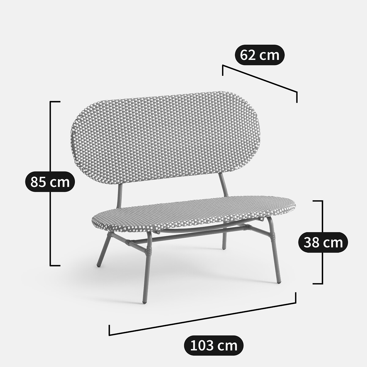 LA REDOUTE INTERIEURS<br>Banco de jardim em metal e resina trançada, Matu