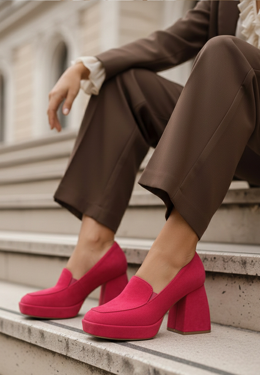 Chaussures à talon épais roses Hoya