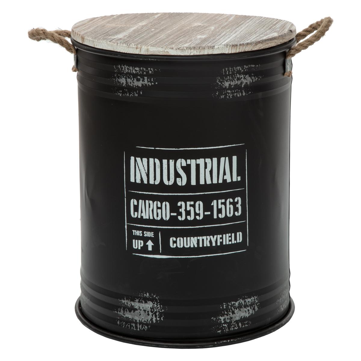 COFFRE BIDON NOIR INDUSTRIEL D.25X38CM