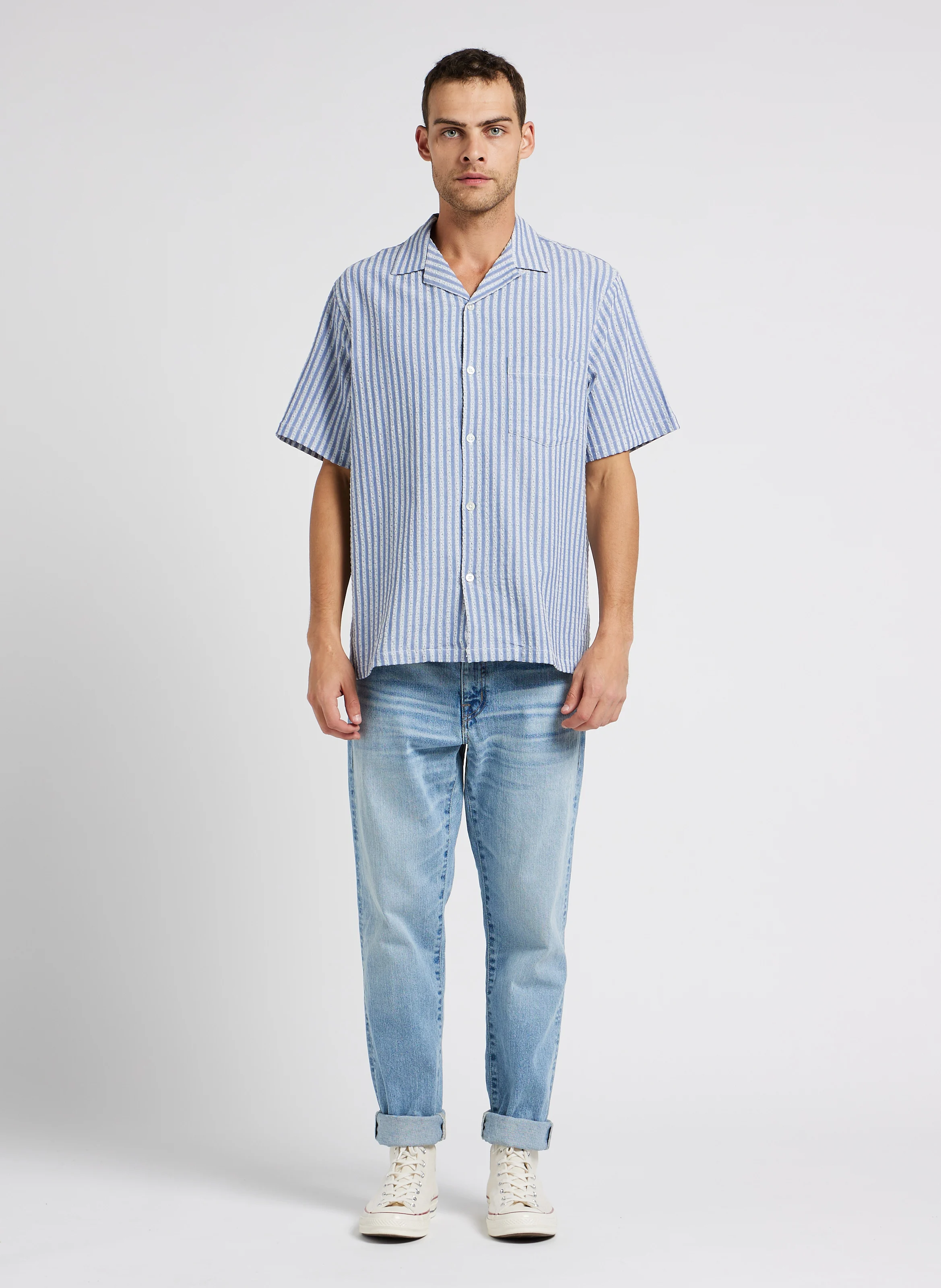 Jean regular en coton mélangé | Bleu