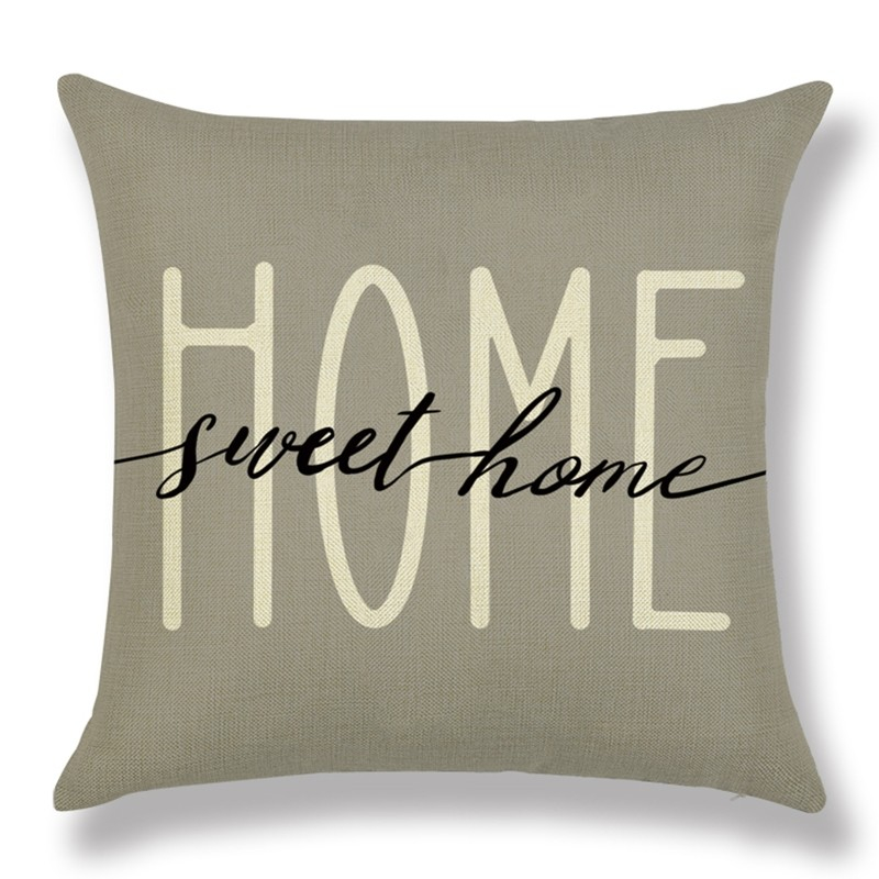 (4er Set) 45x45cm Leinen Kissen Bezug Home Deko Kissenhülle - Bless This Home