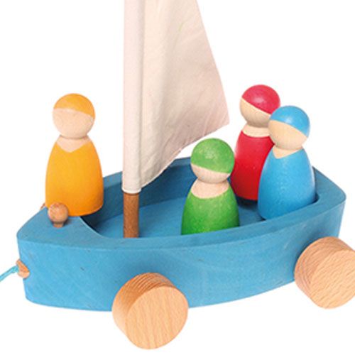 Grimm's trekfiguur zeiljacht met zeilers 09315