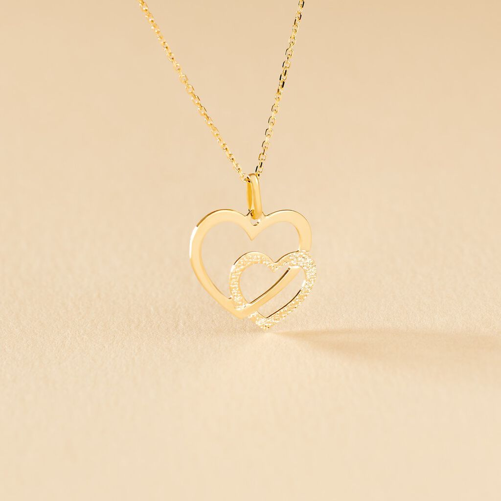 Collier Double Cœur Or Jaune