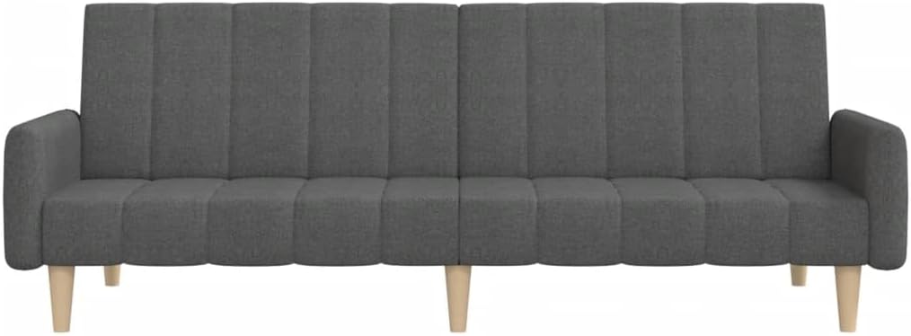 Schlafsofa 2-Sitzer Mit Armlehnen Dunkelgrau Stoff Sofa mit Holzrahmen, Schlafcouch für Wohnzimmer Heimkino Büro, Couch Sofabett Tagesbett Gästebett,