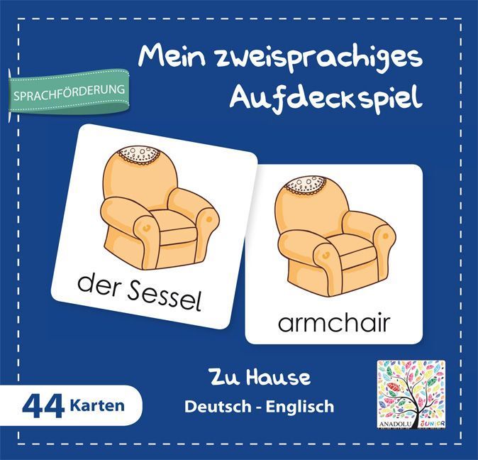Mein zweisprachiges Aufdeckspiel - Mein Zweisprachiges Aufdeckspiel, Zu Hause Deutsch-Englisch (Kinderspiel)