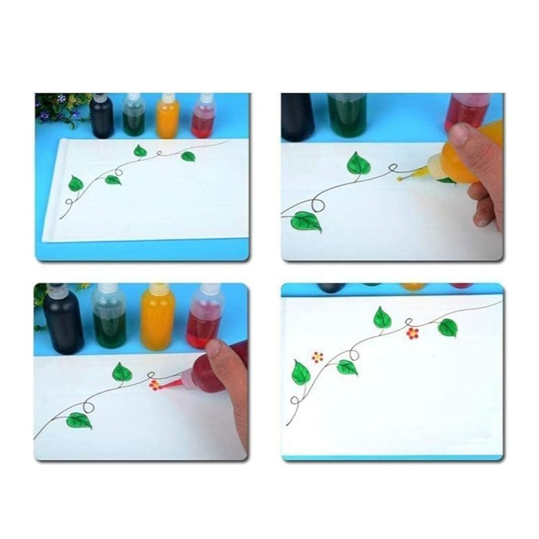 (8-tlg. Set) 50ml Dosierflasche DIY Quetsch Flasche Applikator Spritzflasche zum Backen / Basteln inkl. Präzisions Spitzen