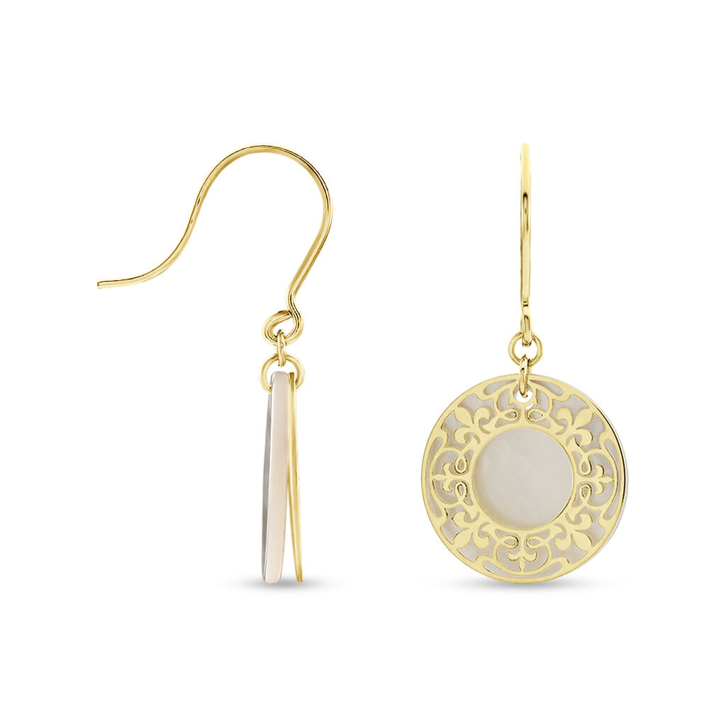 Boucles D'oreilles Pendantes Gisselle Or Jaune Nacre
