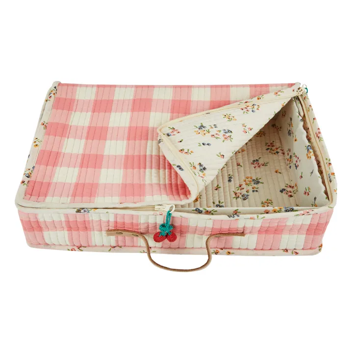 Emile et Ida Valise Point de Croix Vichy | Rose bonbon