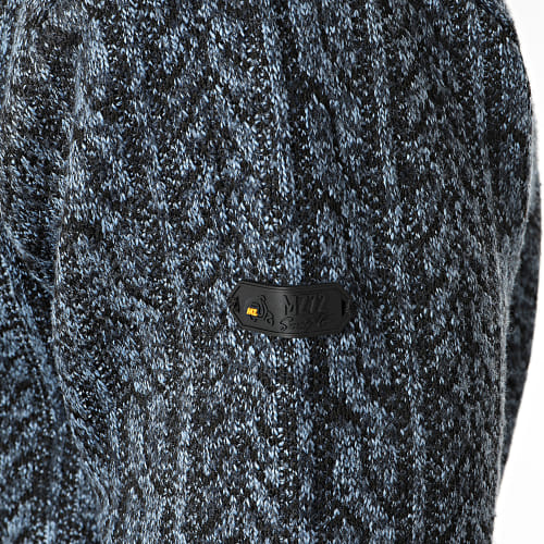 Pull Zippé Col Montant Bleu Marine Noir