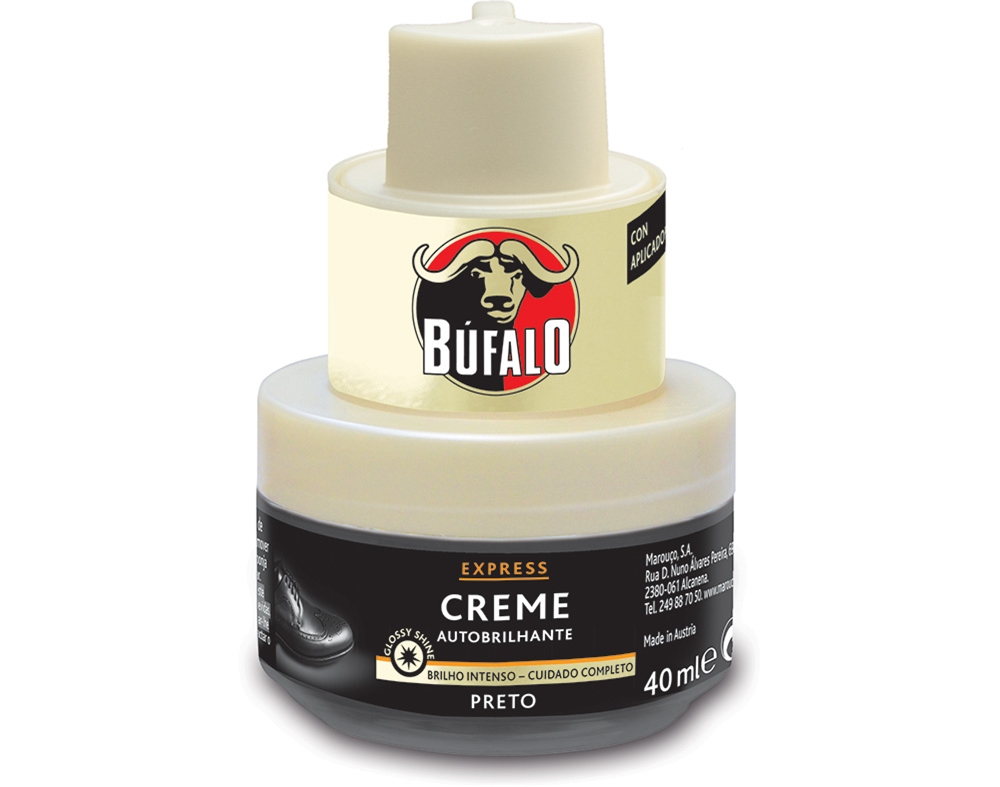Creme Calçado Com Esponja Preto Boião Búfalo 40ml