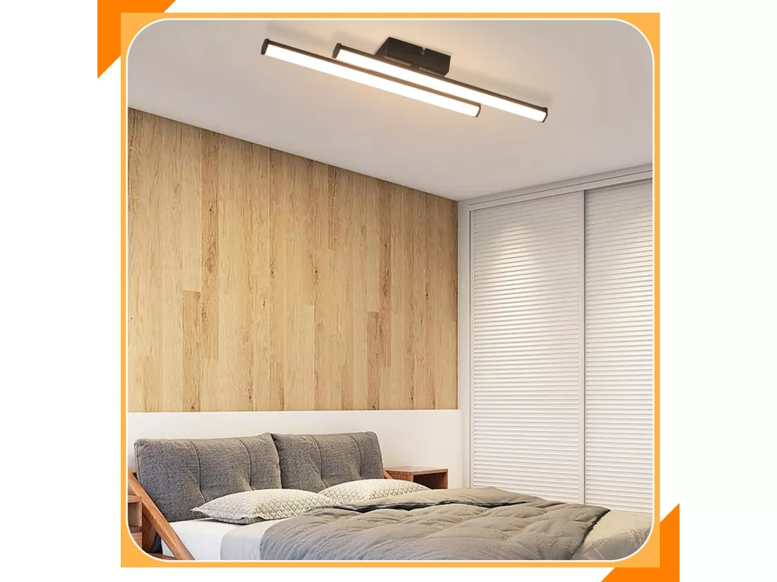 NETTLIFE Plafonnier LED salon moderne noir 24W 3000K blanc chaud chambre LED intégré en permanence