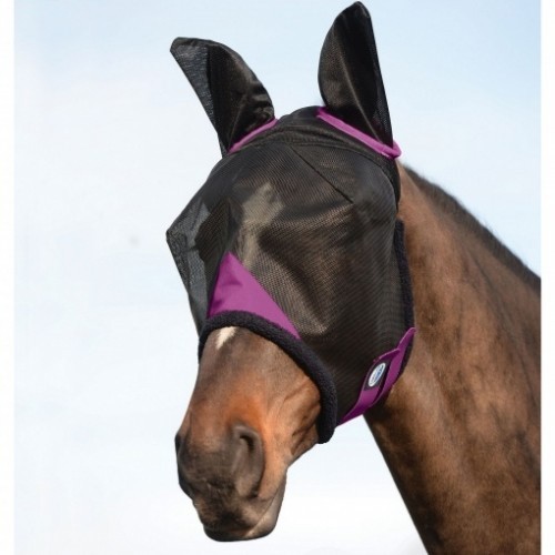 Máscara de rede para cabelo Comfitec, resistente e ideal para cavalos, nas cores preto e roxo.