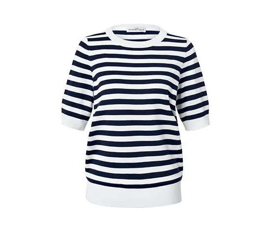 Feinstrick-Pullover, blau-weiß gestreift