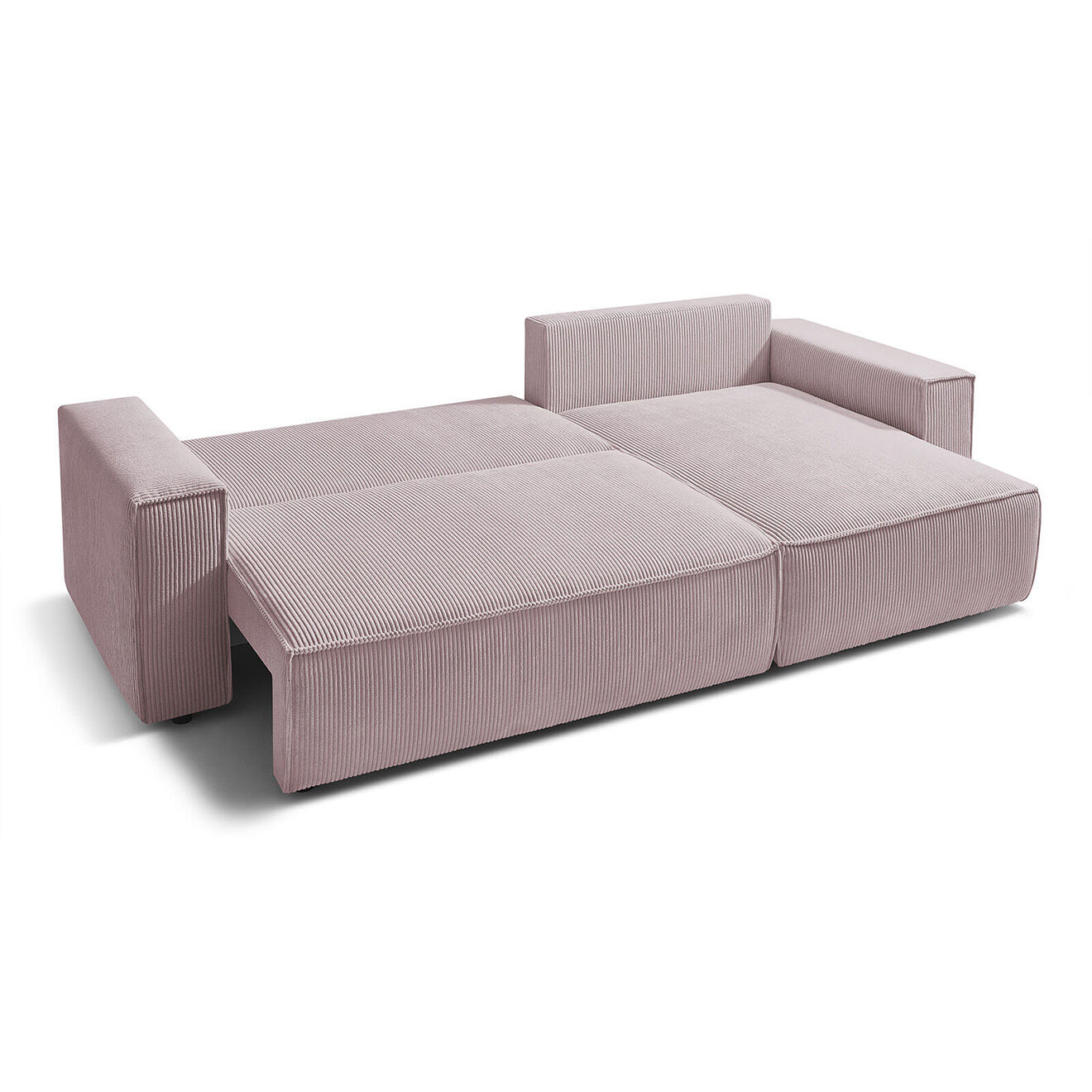 Bobochic Canapé d'angle convertible reversible Nihad en velours côtelé violet - 282x153 cm