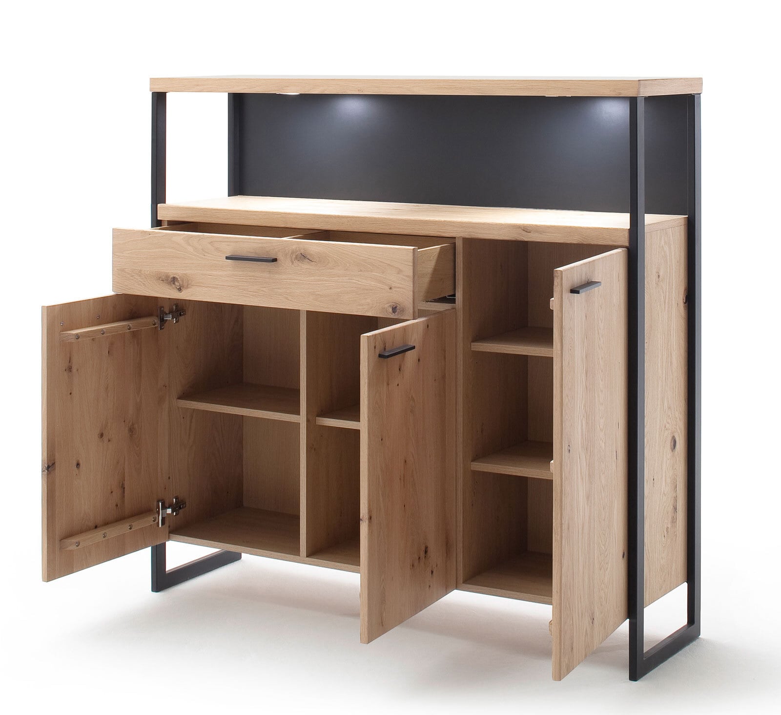 vito Highboard LANTANA 140 cm Balkeneiche Bianco /anthrazit