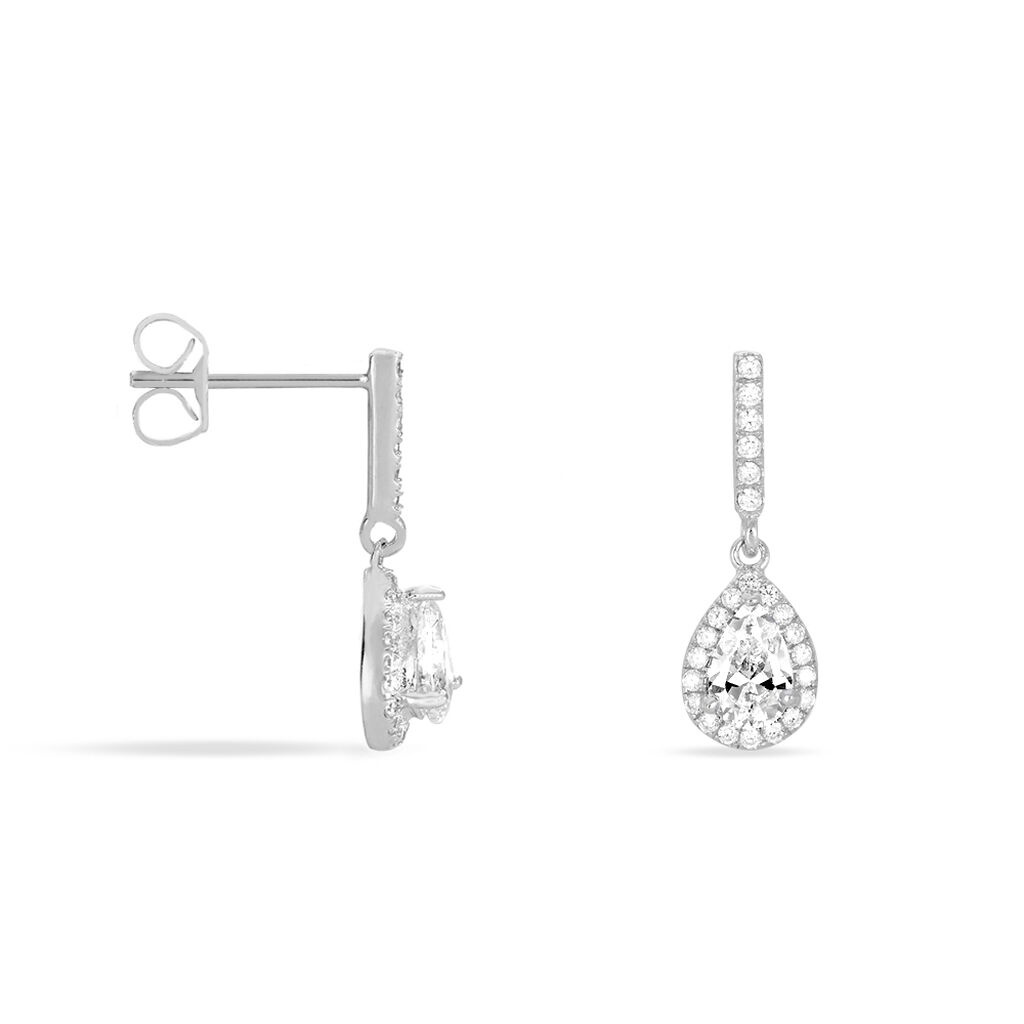 Boucles D'oreilles Pendantes Briony Argent Blanc Oxyde De Zirconium