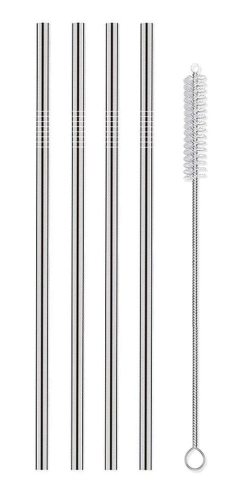 4 Pailles Droites Inox + Goupillon Westmark