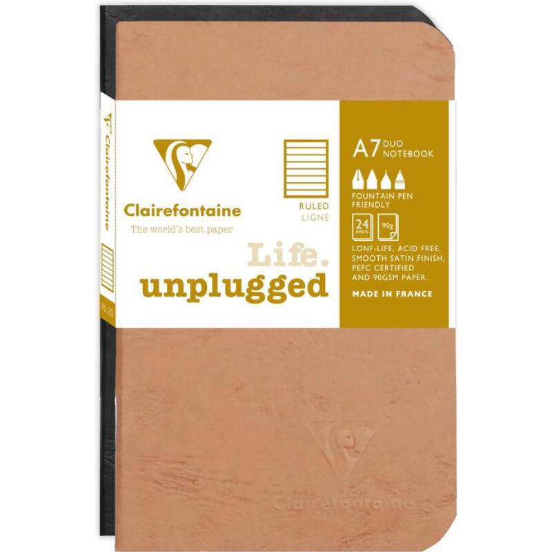 Set de 2 carnets piqûre Age Bag 7,5x12cm 48 pages ligné Couleurs assortis - Assortis