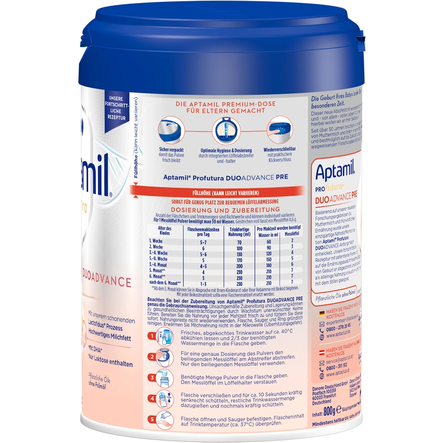 Aptamil Anfangsmilch Profutura Duo Advance Pre 800 g von Geburt an