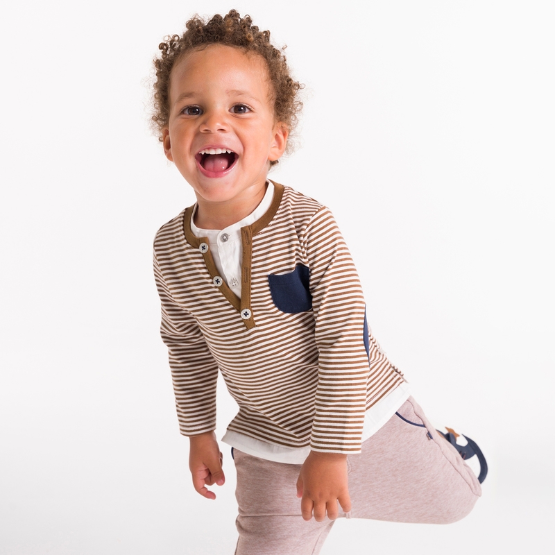 T-shirt tunisien rayé marron bébé garçon