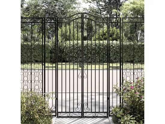 Portail de jardin noir 121x8x180 cm fer forgé