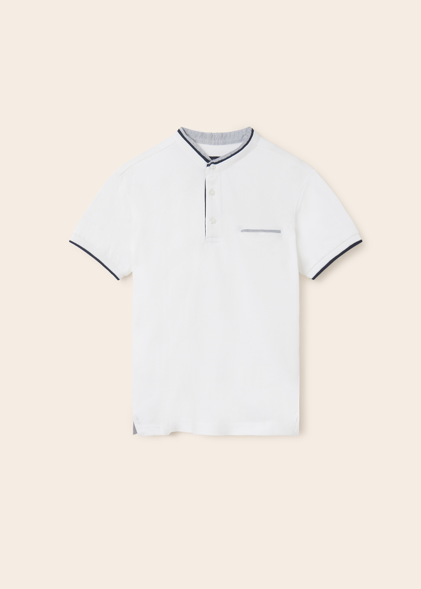 Camisa polo infantil de algodão com gola mandarim