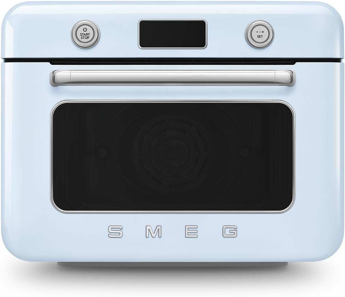 Smeg, COF01PBEU, Dampf-Kombibackofen, 10 Kochfunktionen, 33 automatische Rezepte, abnehmbarer Tank, Dampfgaren, Entkalkungsfunktion, 1800 W Leistung, Pastellblau