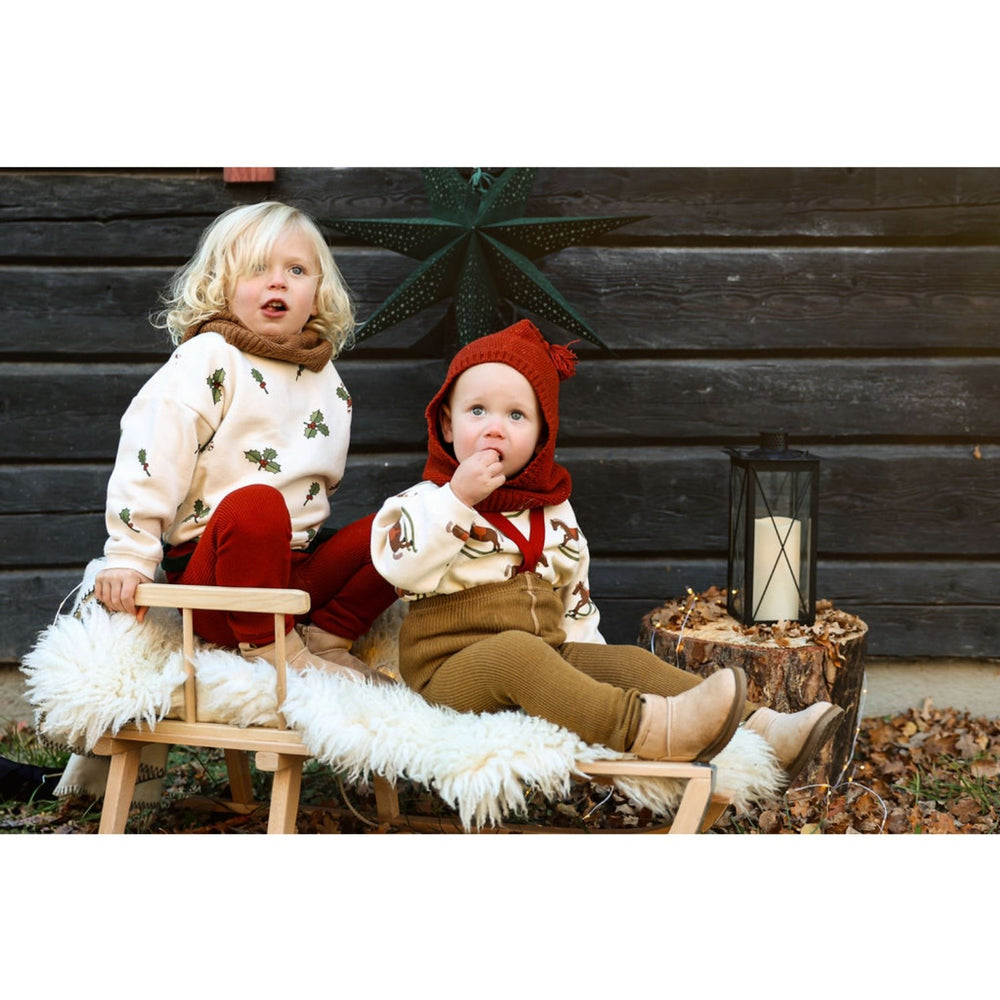 Køb Silly Silas Acorn Brown With Maple Leaf Footless Strømpebukser Christmas Edition